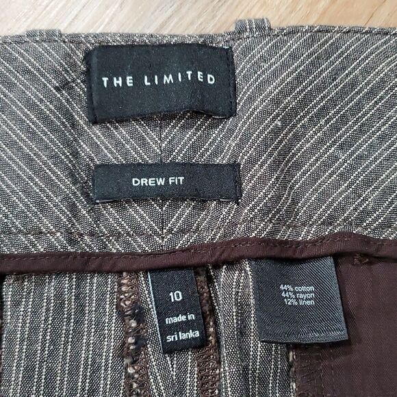 🔹️The Limited Brown Pinstripe Drew Fit Crop Pants Size 10/30 - Picture 8 of 9
